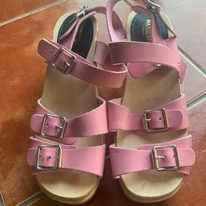 Swedish Hasbeens bubble gum pink buckled sandals